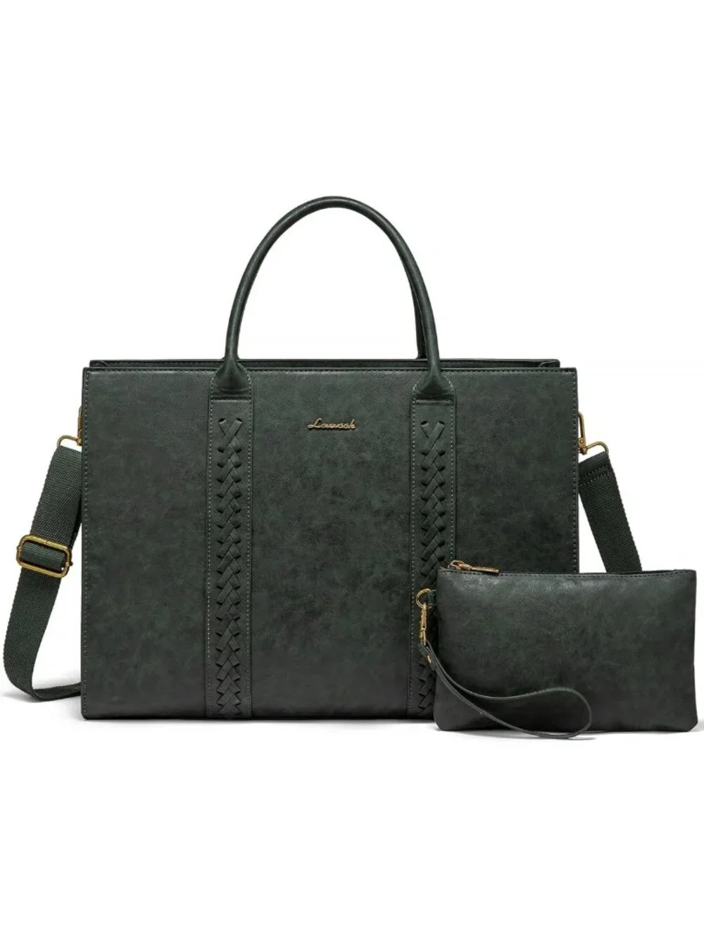 Stylish Vintage Leather Laptop Tote Bag for Women, 15.6